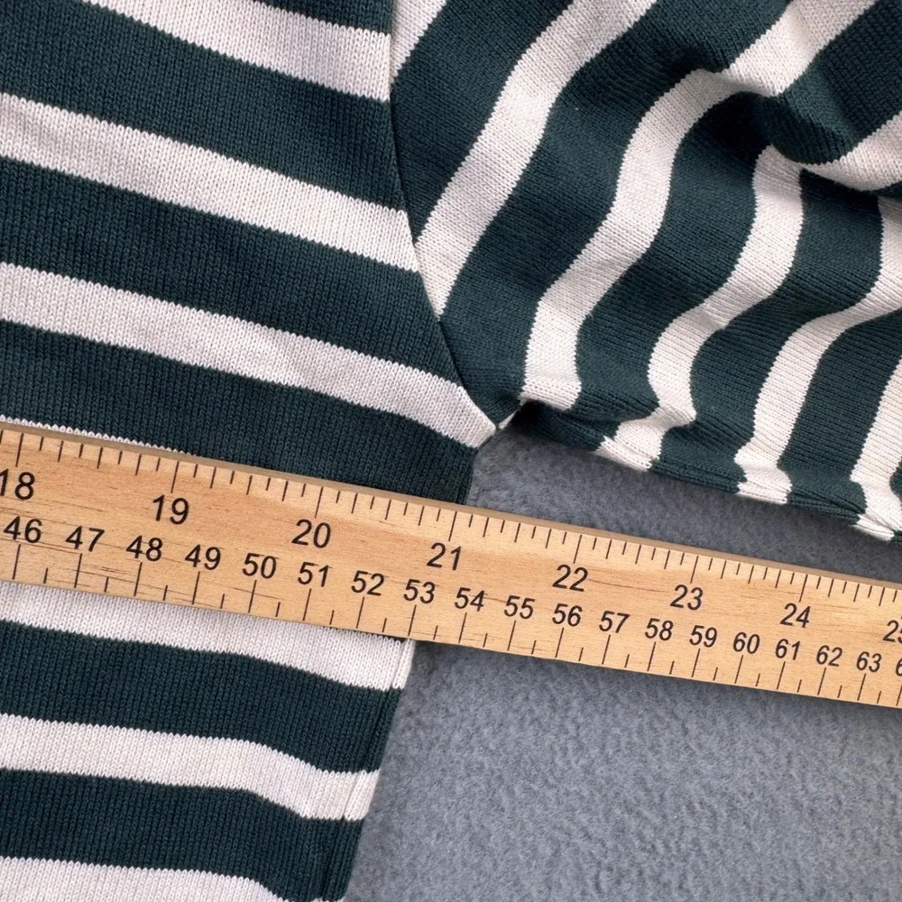 Boden Women's Dark Green and White Striped Long Sleeve Tee - Picture 4 of 9